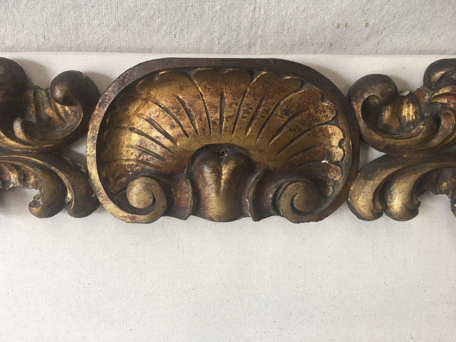 Italian Upholstered Headboard With 19th C Gilt Fragment Accents - 3
