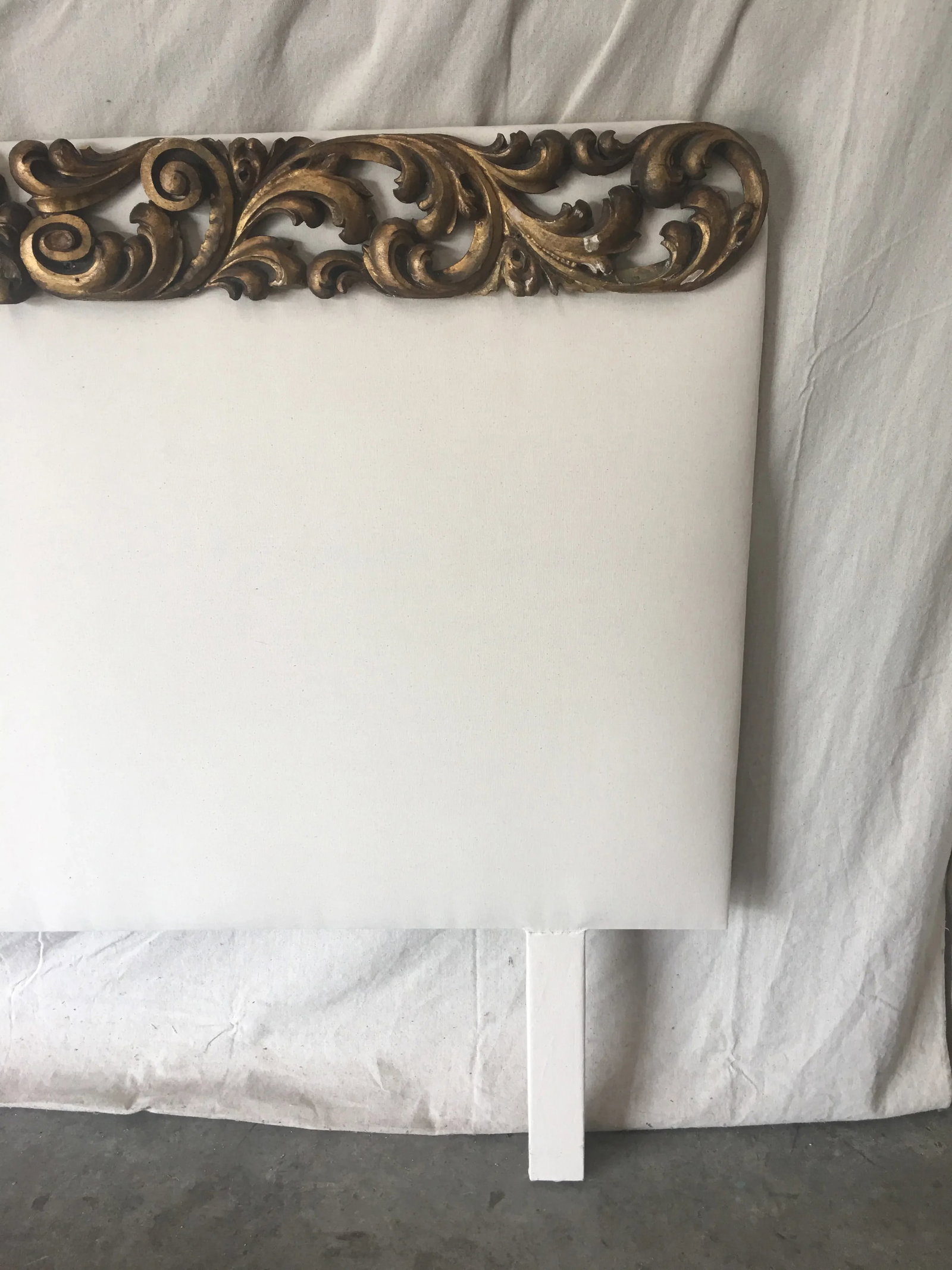 Italian Upholstered Headboard With 19th C Gilt Fragment Accents - 5