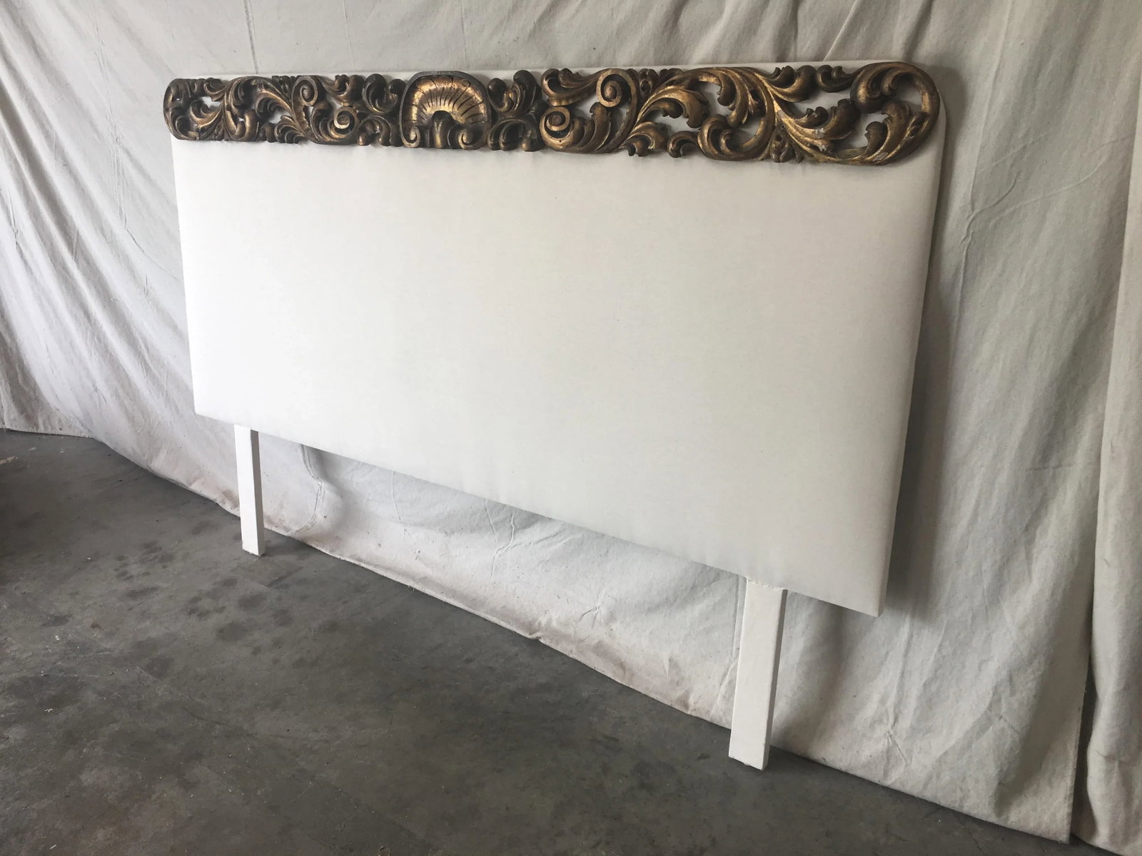 Italian Upholstered Headboard With 19th C Gilt Fragment Accents - 6
