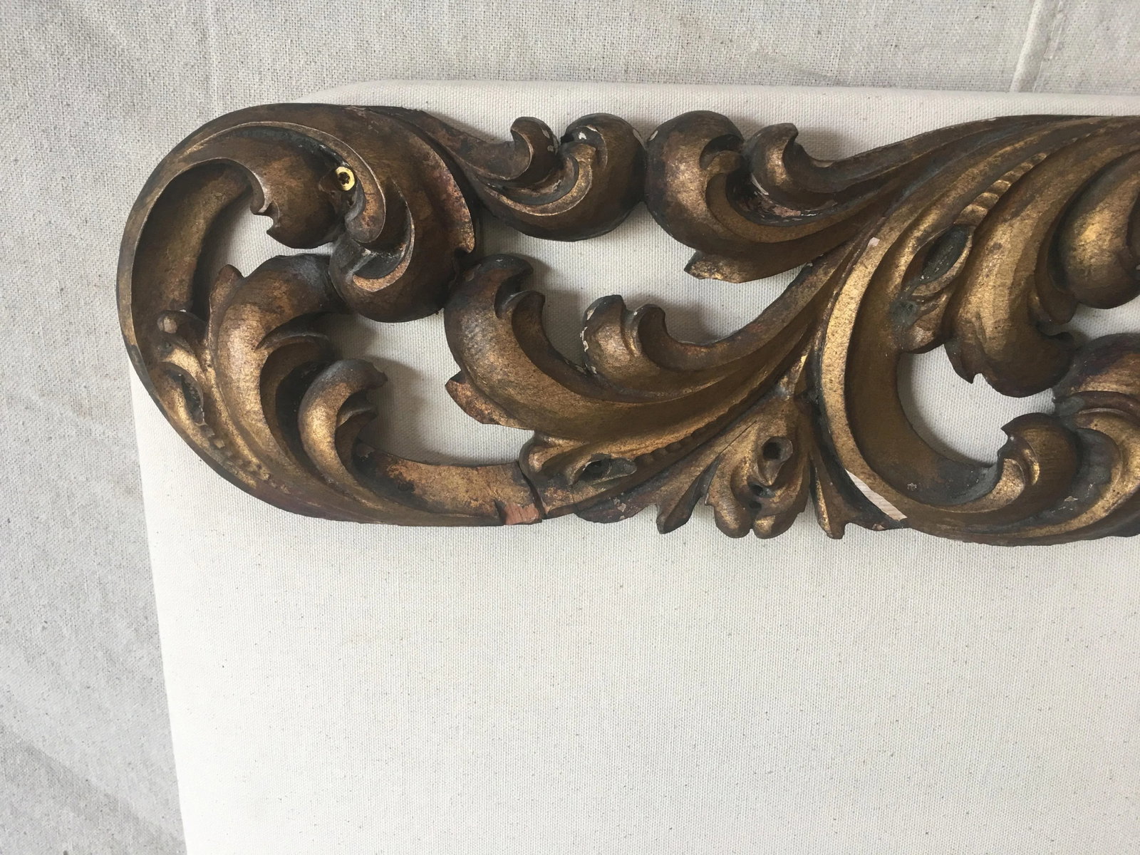 Italian Upholstered Headboard With 19th C Gilt Fragment Accents - 7