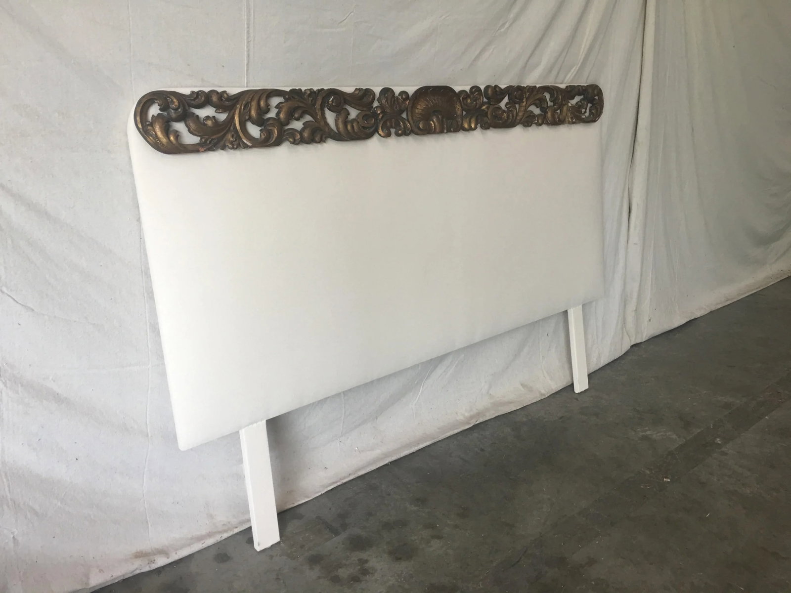 Italian Upholstered Headboard With 19th C Gilt Fragment Accents - 8