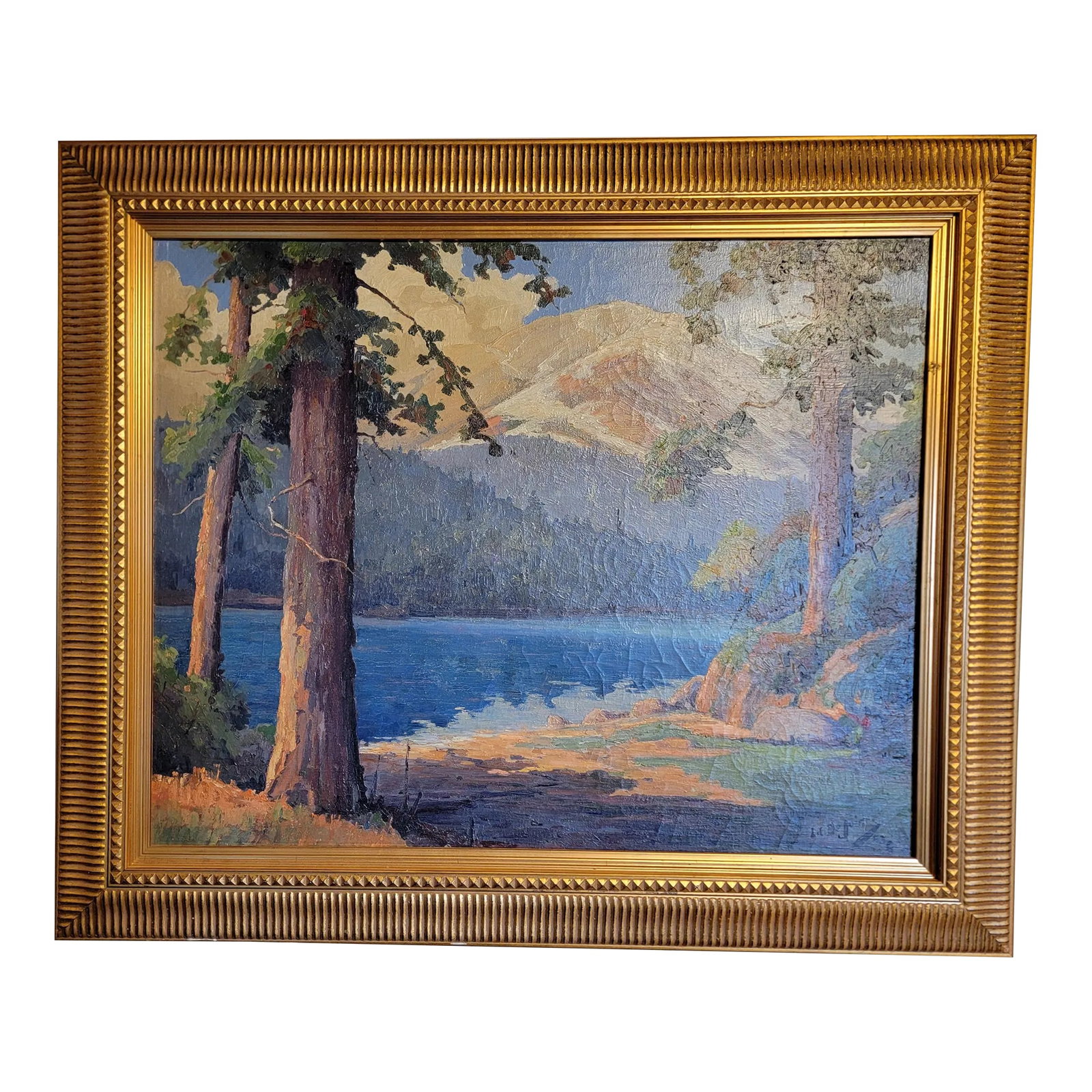 California Landscape Painting Redwoods & Lake by Luther Evans De Joiner (1 of 8)