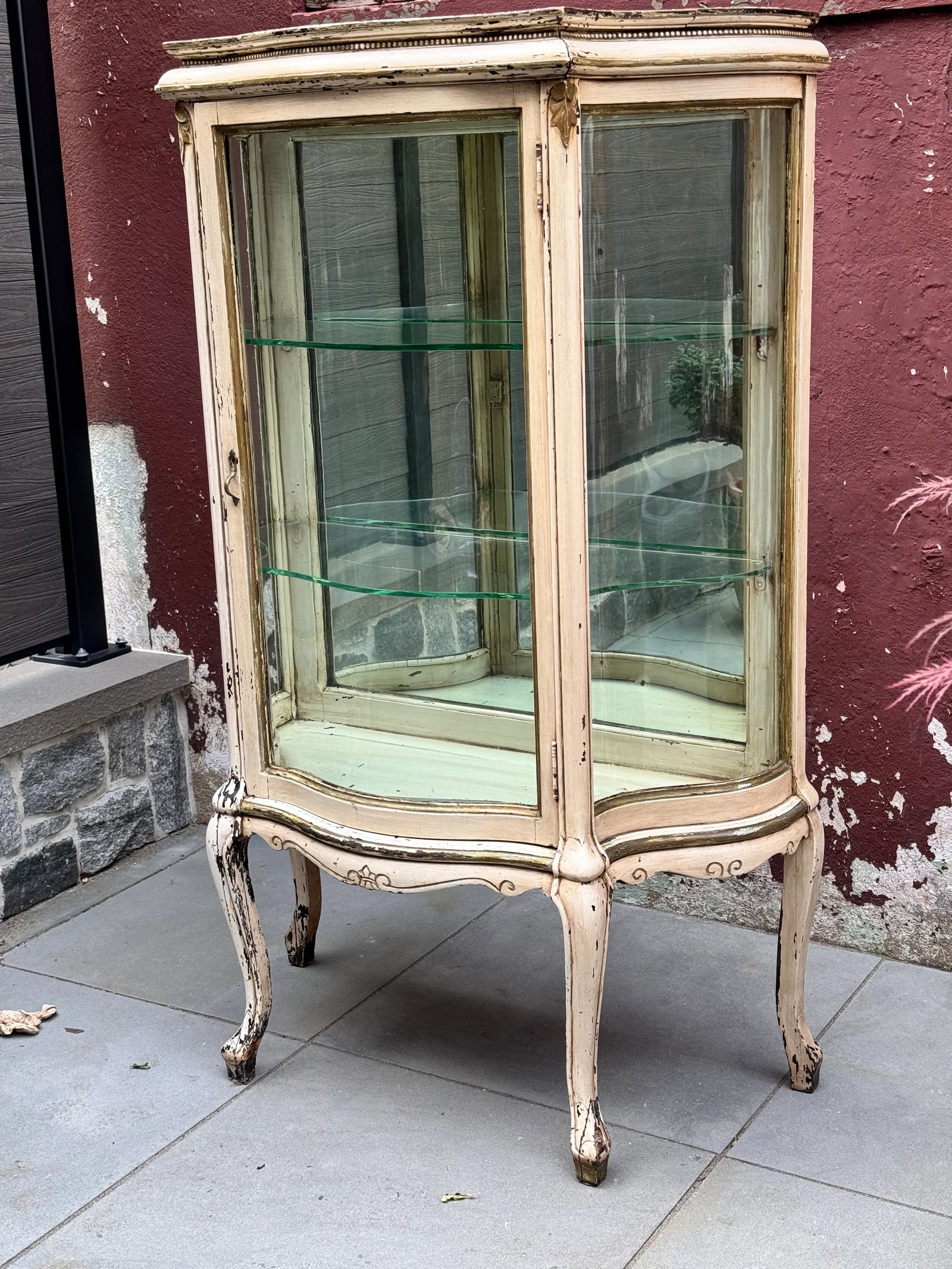 Antique French Paint-Decorated Vitrine Cabinet - 2
