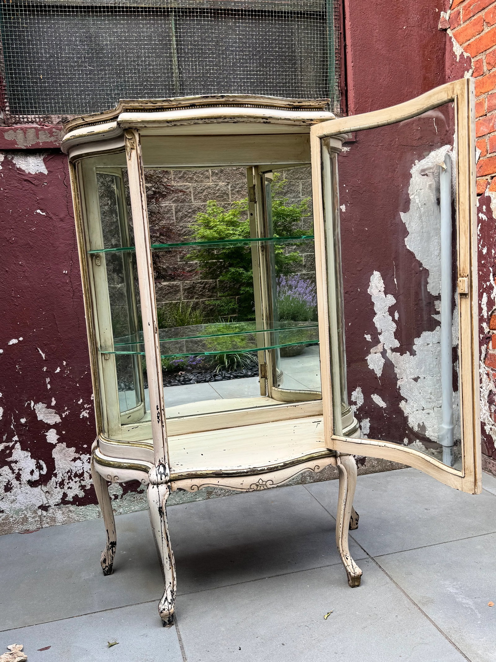 Antique French Paint-Decorated Vitrine Cabinet - 3