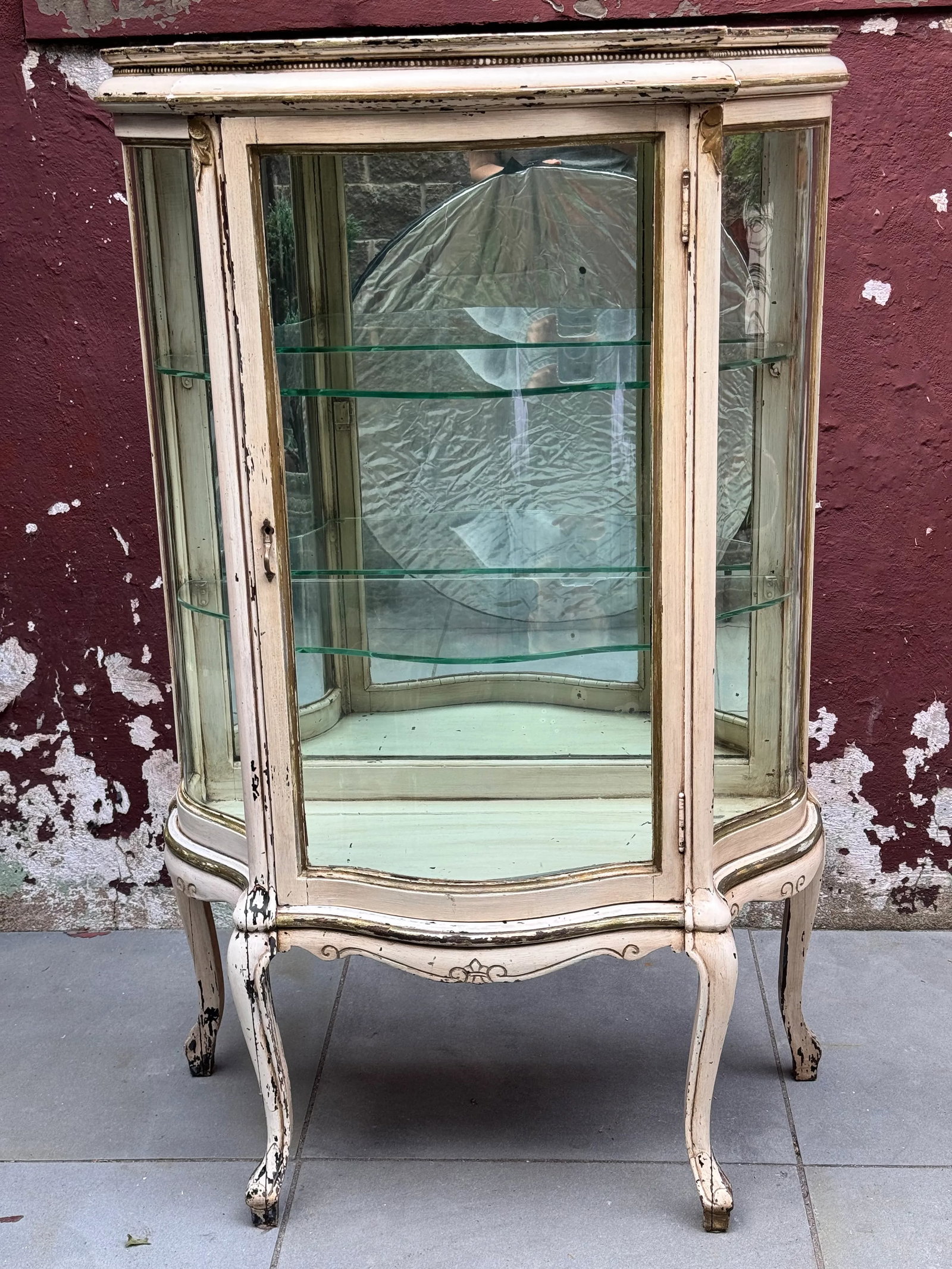 Antique French Paint-Decorated Vitrine Cabinet - 5
