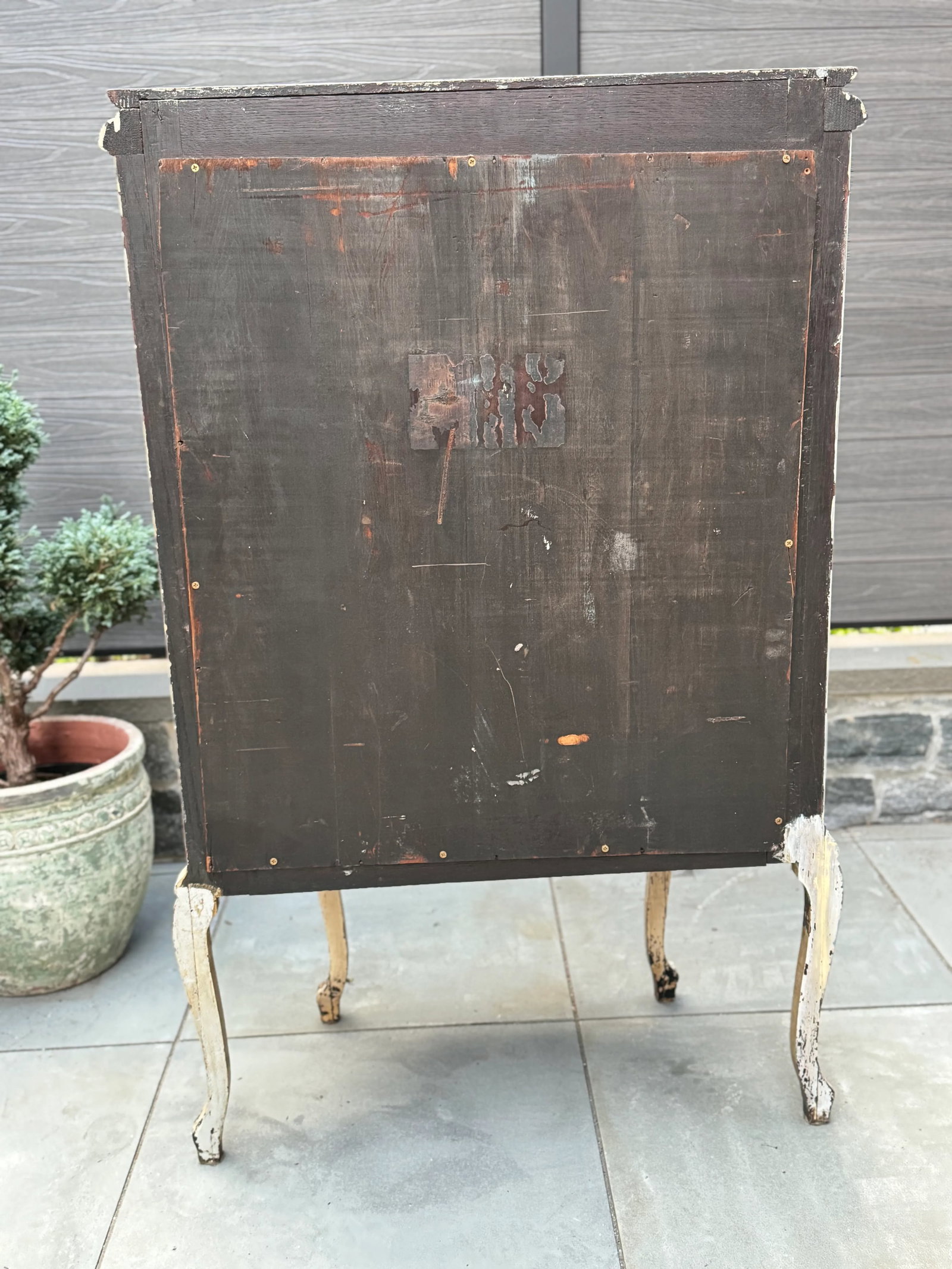 Antique French Paint-Decorated Vitrine Cabinet - 6