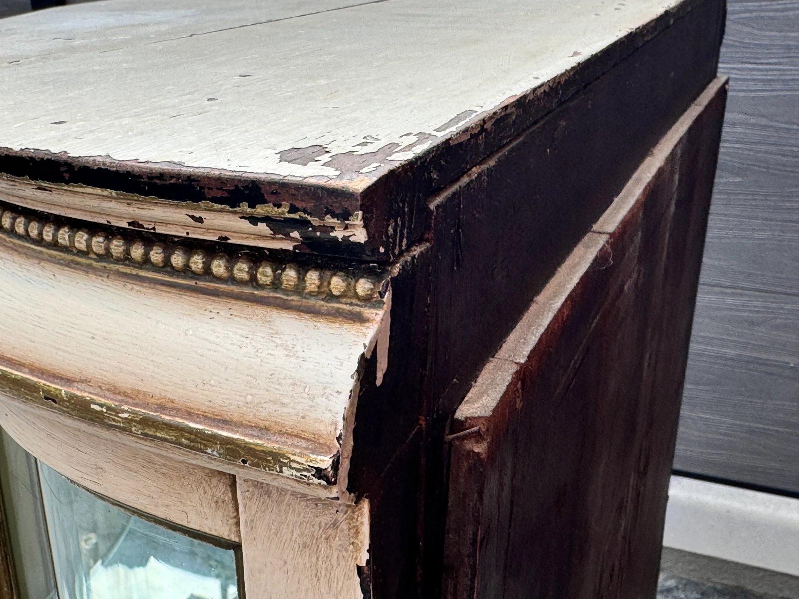 Antique French Paint-Decorated Vitrine Cabinet - 7