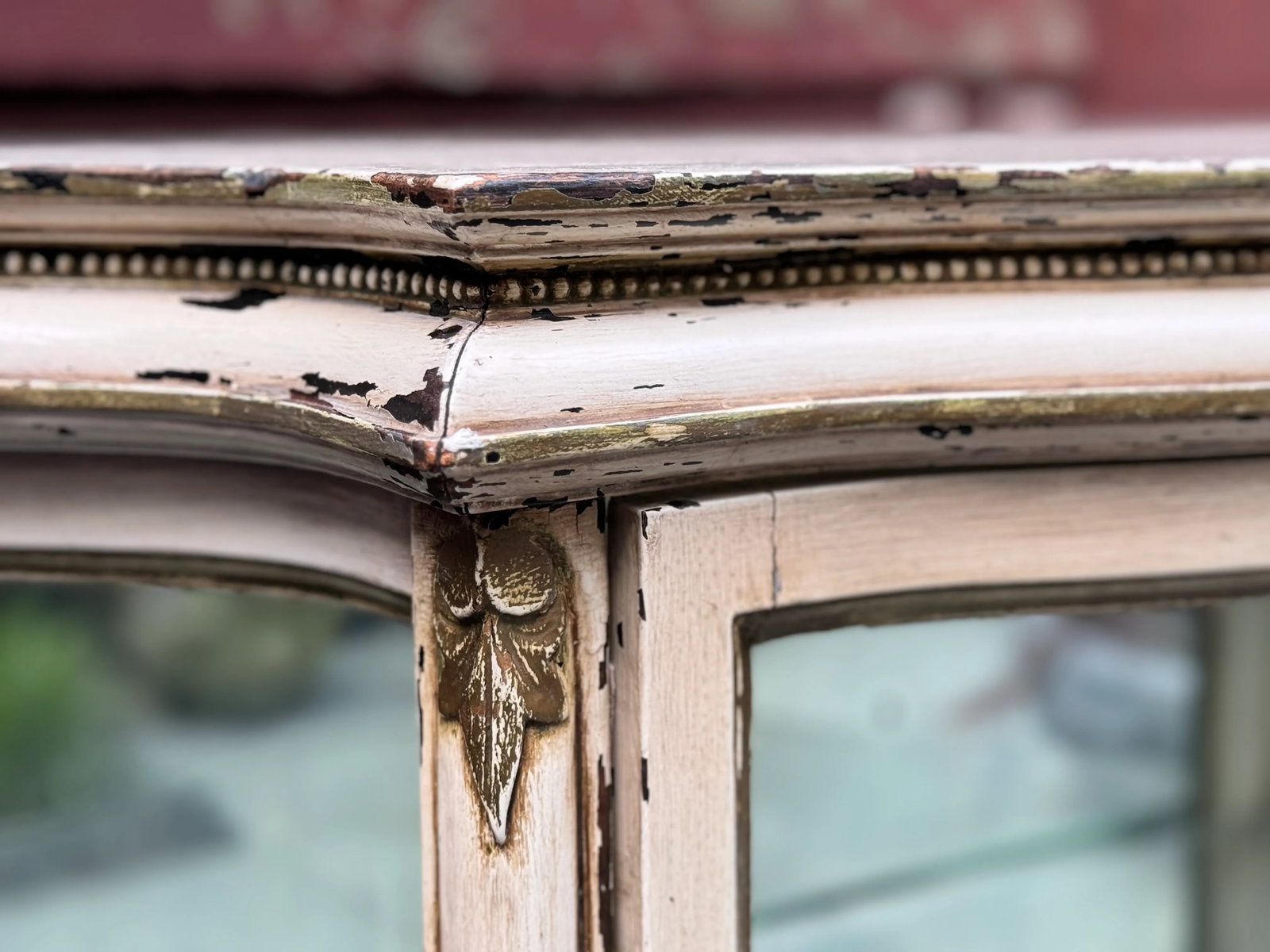 Antique French Paint-Decorated Vitrine Cabinet - 8