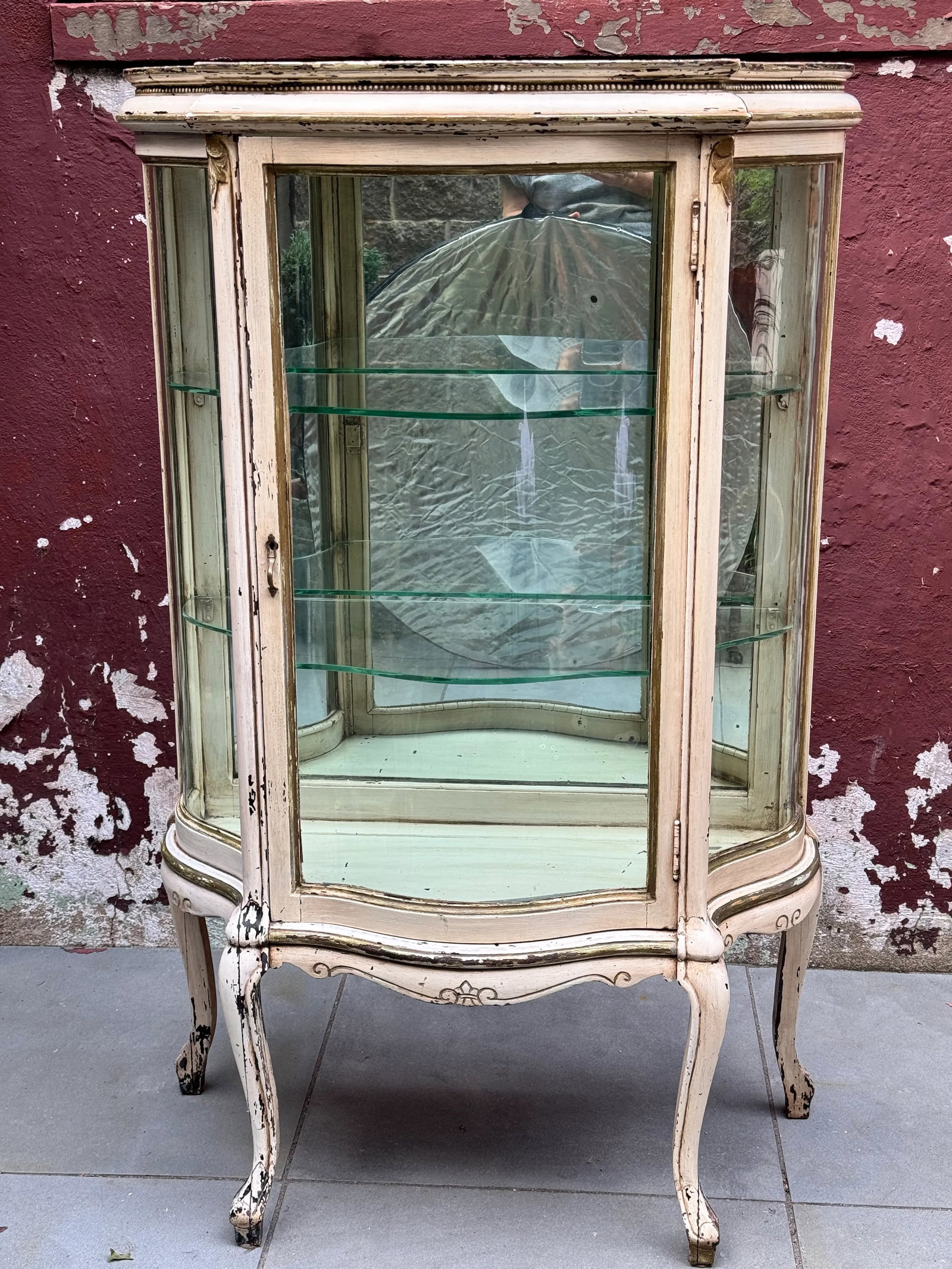 Antique French Paint-Decorated Vitrine Cabinet - 9