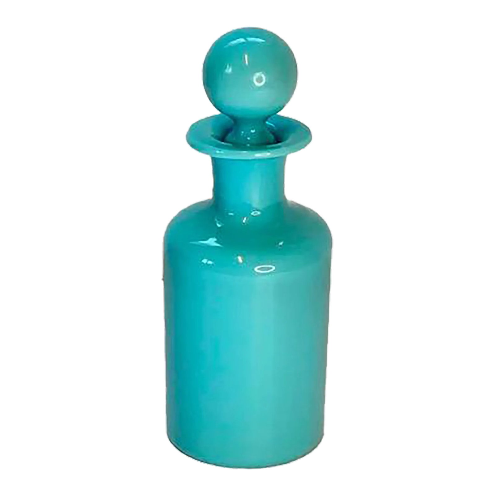 Early 20th Century Portieux Vallerysthal Aqua Blue French Perfume Decanter: Gorgeous Portieux Vallerysthal AQUA BLUE perfume bottle. (Other than cover photo, the others don't do it justice: it's a wonderful turquoise-aqua blue vs faded color shown in pics.) Can also be used