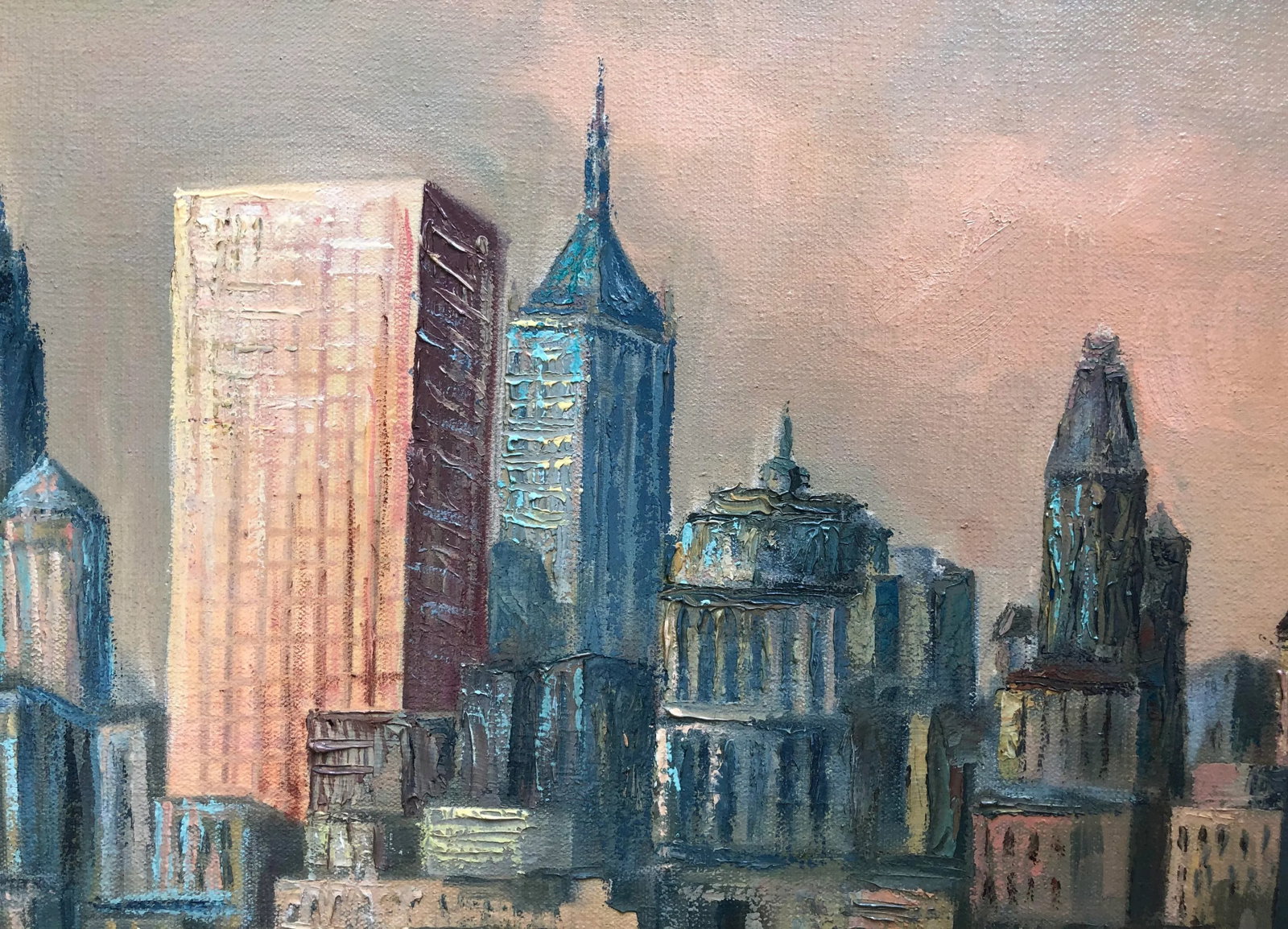 Mid Century Cityscape Painting New Work City Signed Large Wall Art - 2