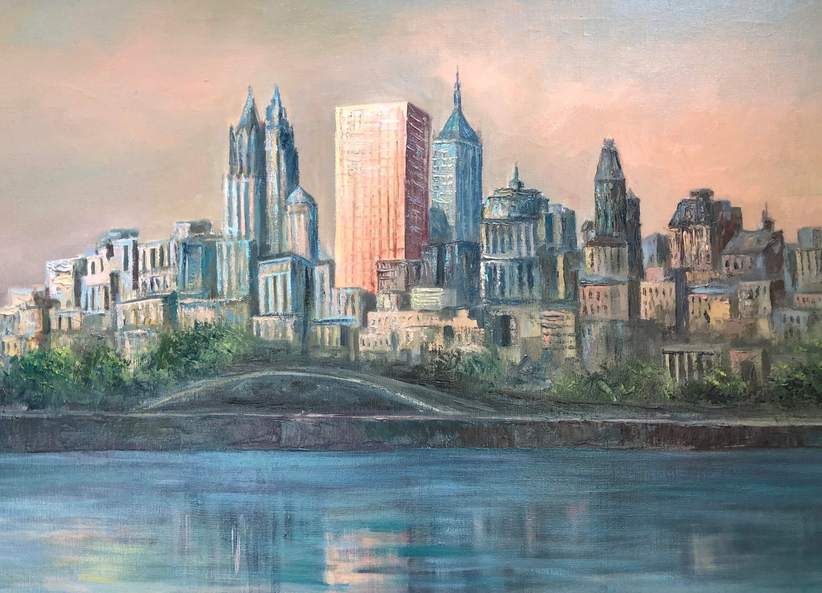 Mid Century Cityscape Painting New Work City Signed Large Wall Art - 3