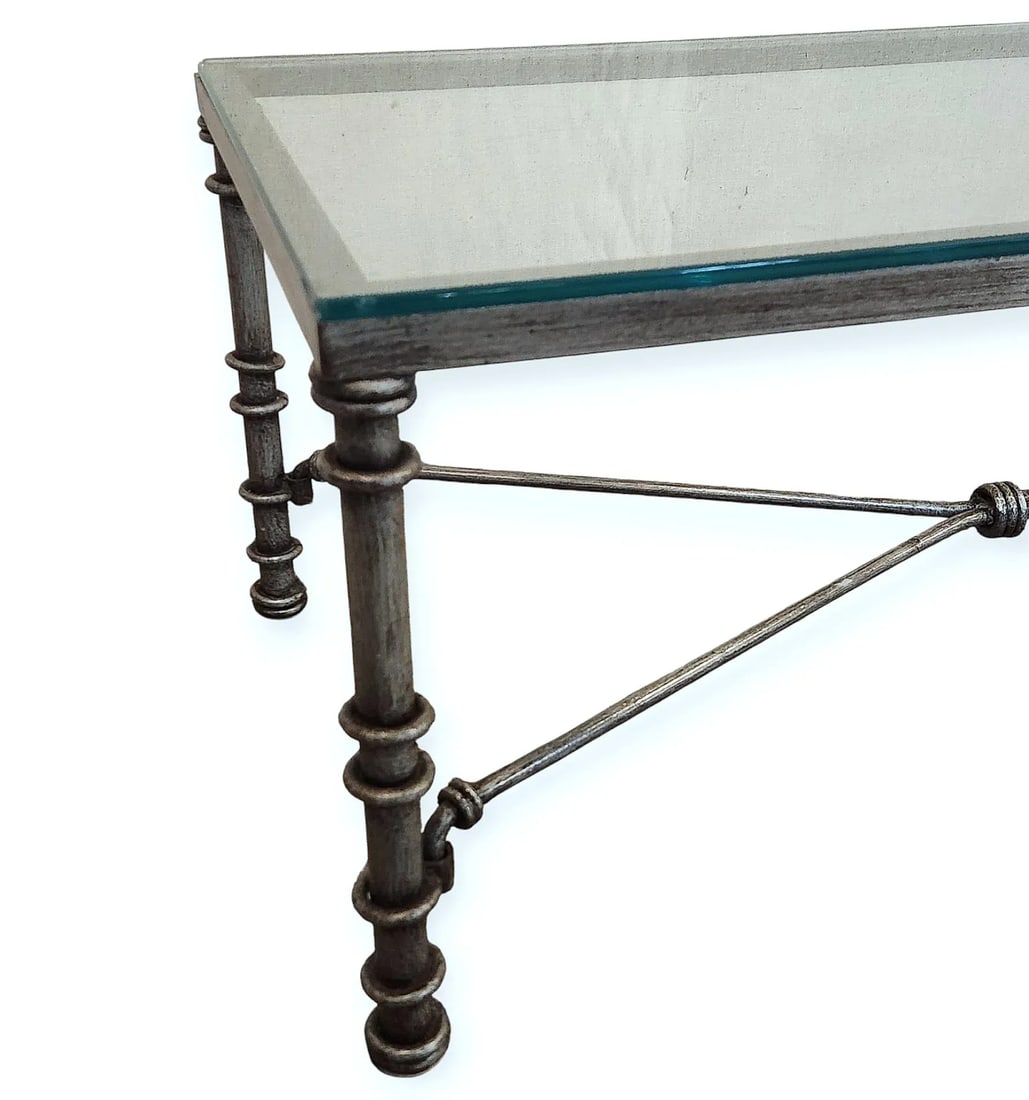 1980s Brutalist Metal and Glass Console Table Inspired by Giacometti - 2