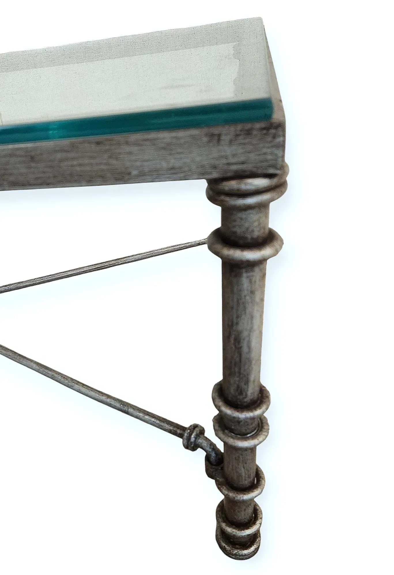 1980s Brutalist Metal and Glass Console Table Inspired by Giacometti - 4
