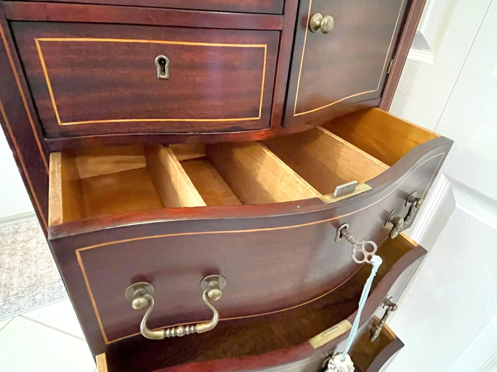 Early 1900's Highboy Chest of Drawers With Mirror, Locks and Key - 9