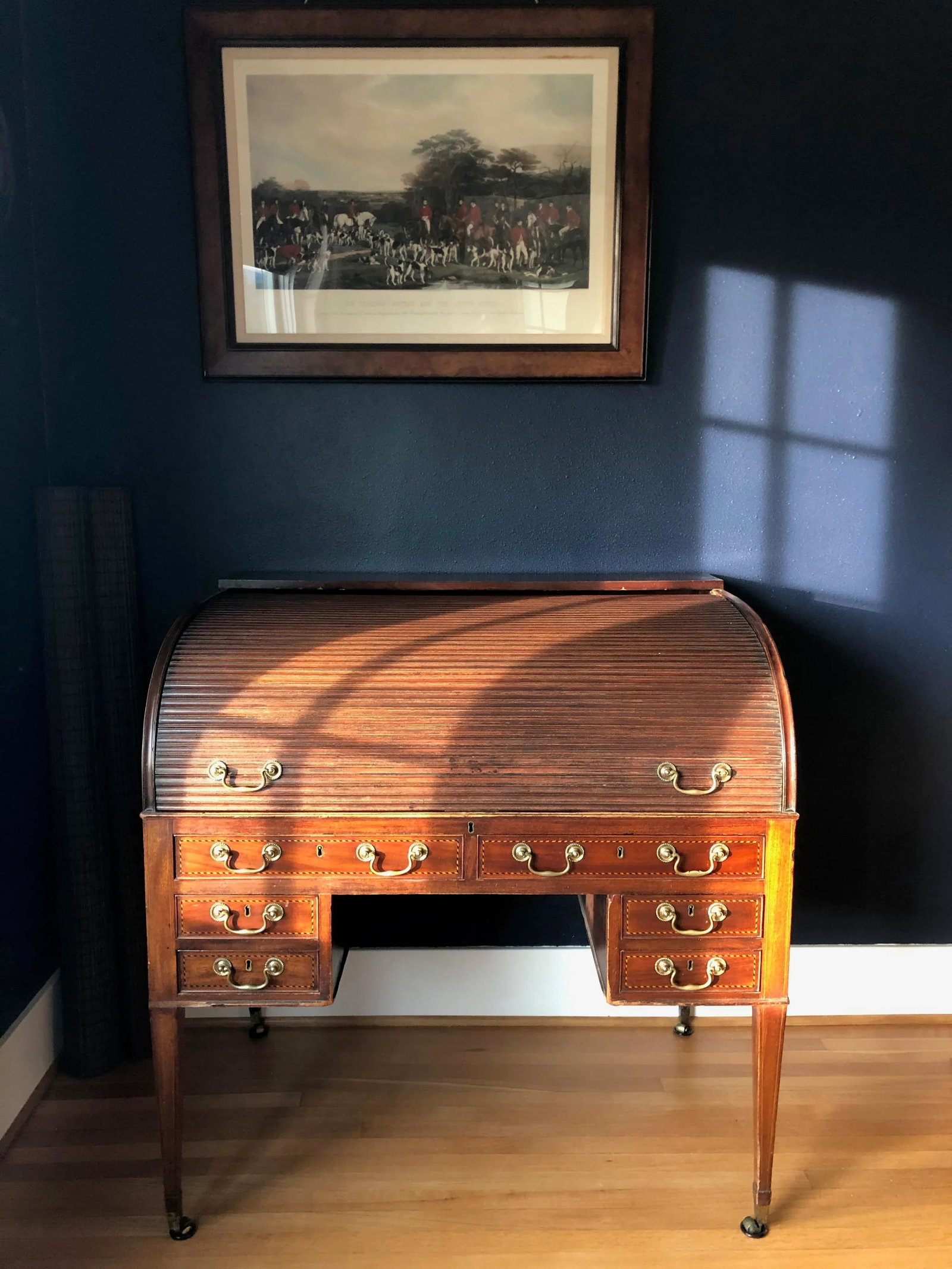 English Regency Revival Antique Roll Top Desk - 2