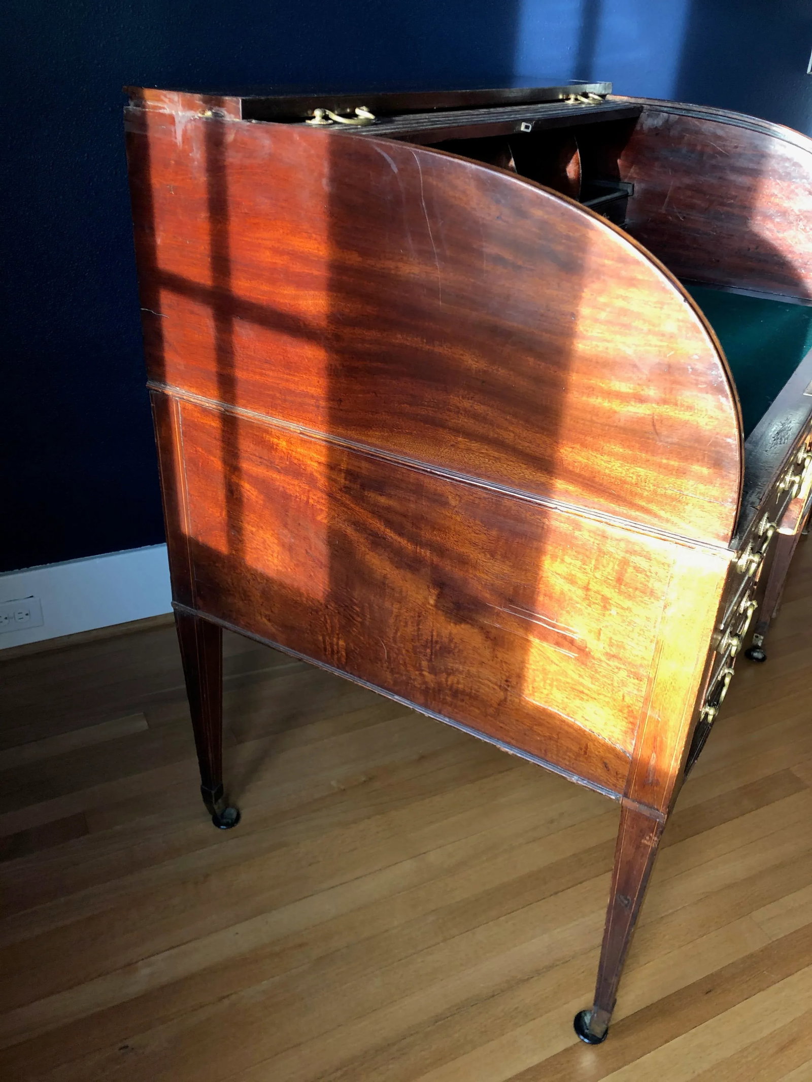 English Regency Revival Antique Roll Top Desk - 5