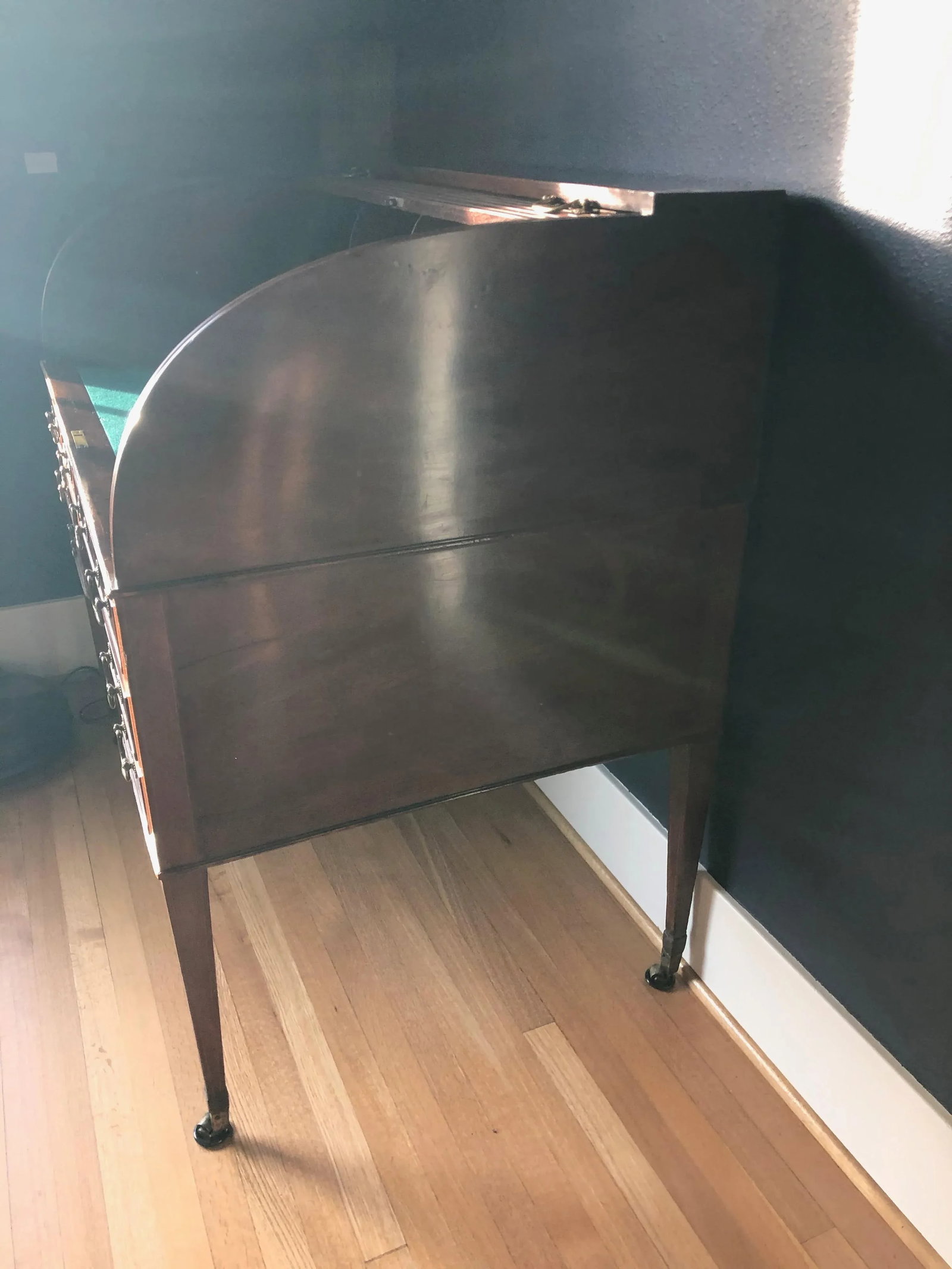 English Regency Revival Antique Roll Top Desk - 7