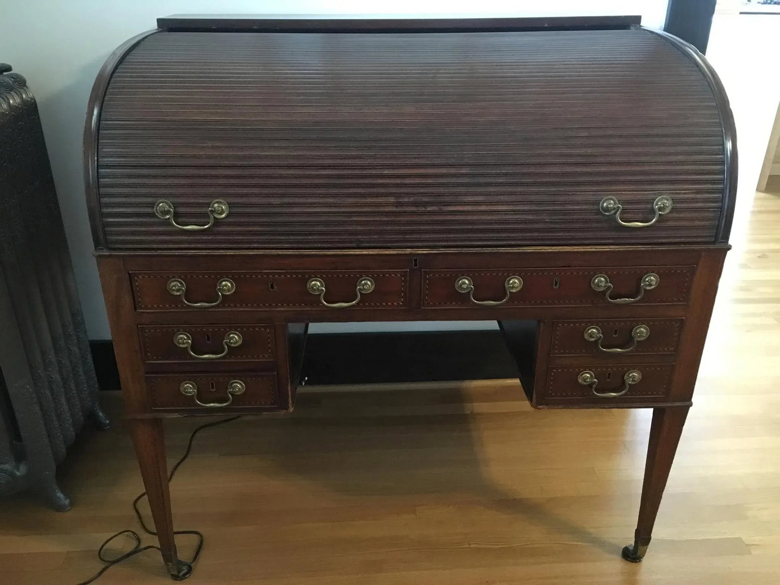 English Regency Revival Antique Roll Top Desk - 8