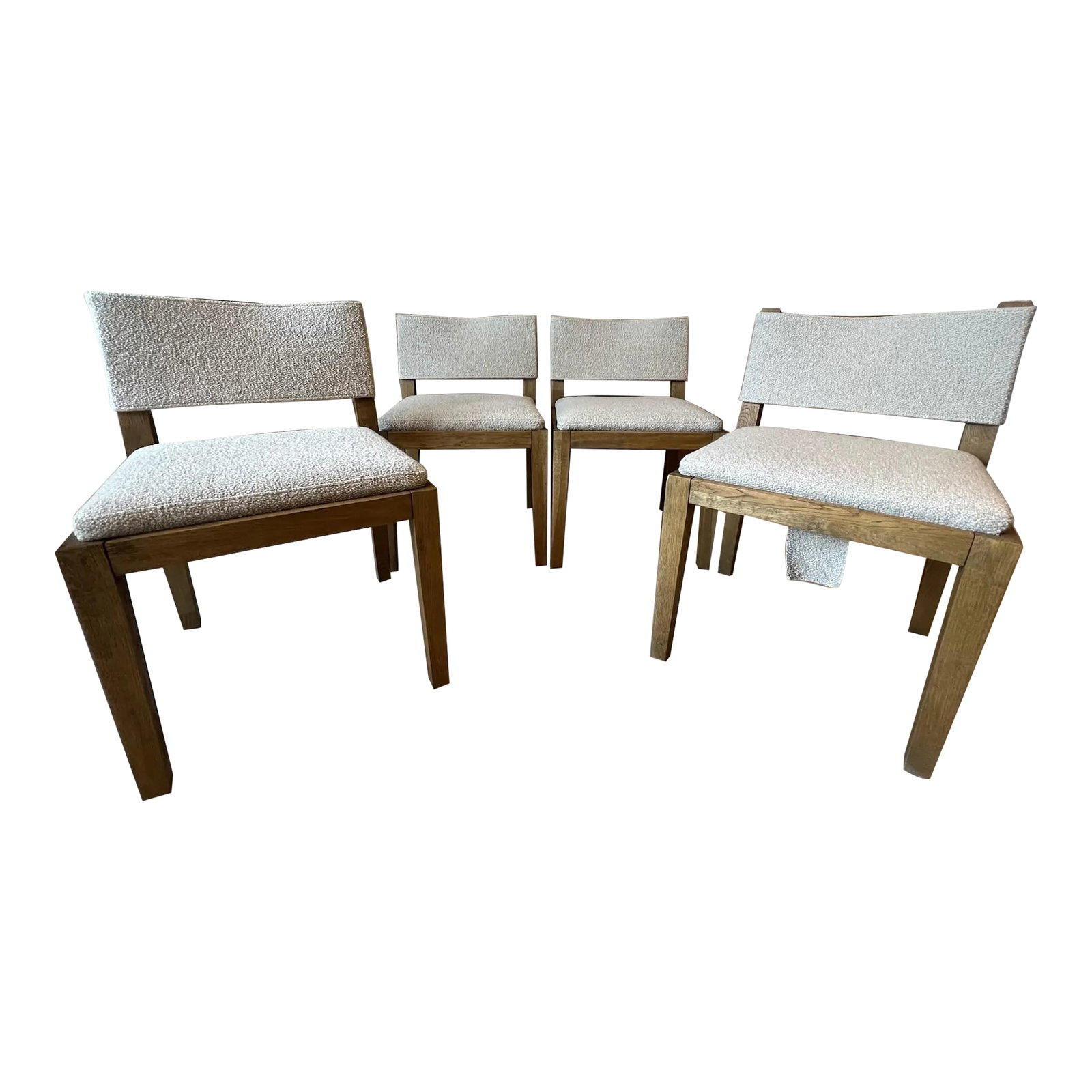 Restoration Hardware Saddle Fabric Side Chair Weathered Oak Drifted With Italian Boucle in Sand - Se (1 of 7)