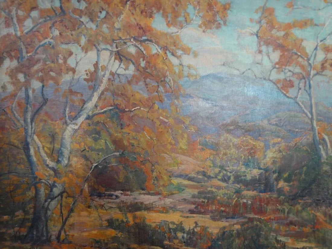 Marie Boening Kendall "Autumn Sycamores" C. 1930 Oil on Canvas - 3