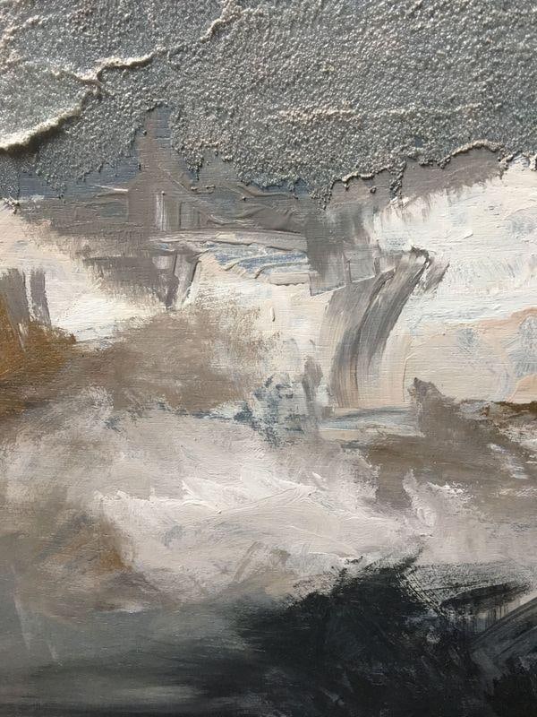 "Alegria (Joy)" #2 Original Abstract Modern Contemporary Square Painting in Silver Grey Blush Pink N - 3