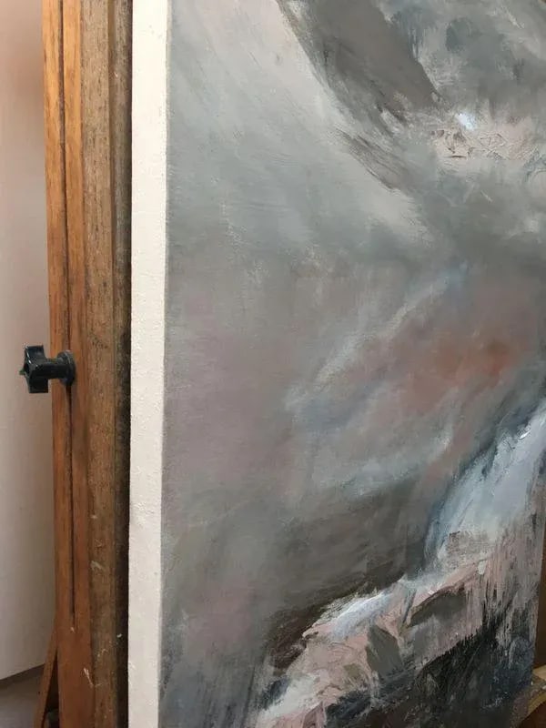 "Alegria { Joy }" Original Abstract Textured Painting Blush Pink Neutrals With Copper, Gold & Silver - 3