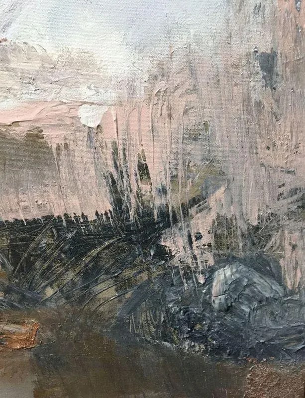 "Alegria { Joy }" Original Abstract Textured Painting Blush Pink Neutrals With Copper, Gold & Silver - 4