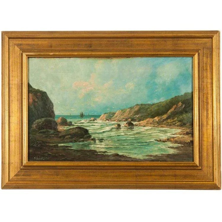 1930s Western Coastal Landscape Oil Painting, Framed - 2