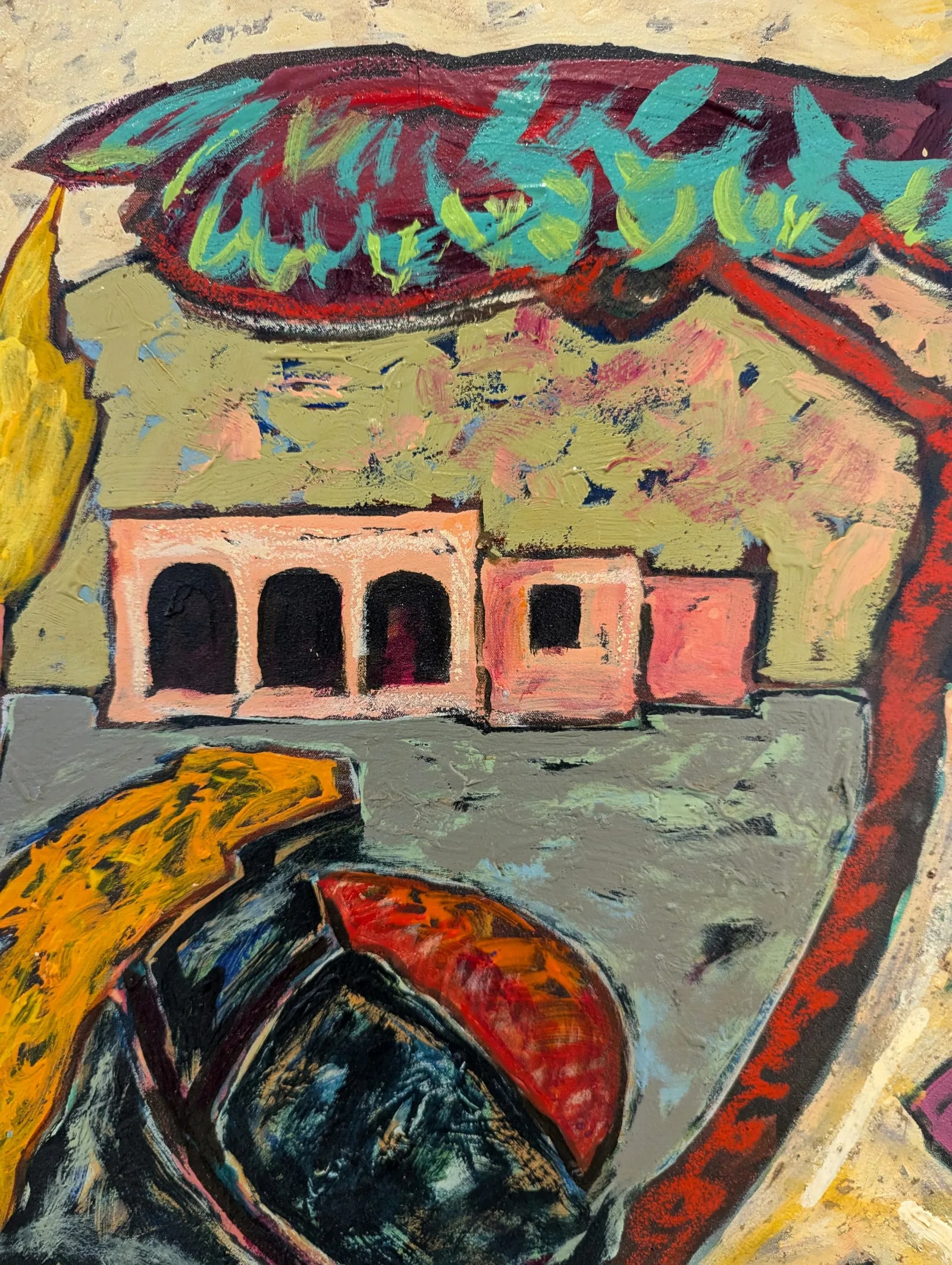 Whimsical Southwestern Landscape Titled "Going Home" by Texas Artist Jacques Lamy - 3