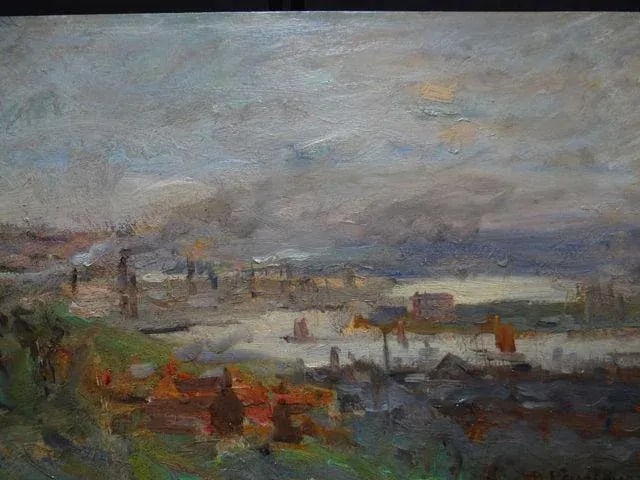 Bertram Walter Priestman R.A [1868-1951] View of a Northern Town, Probably in Yorkshire Painting - 4