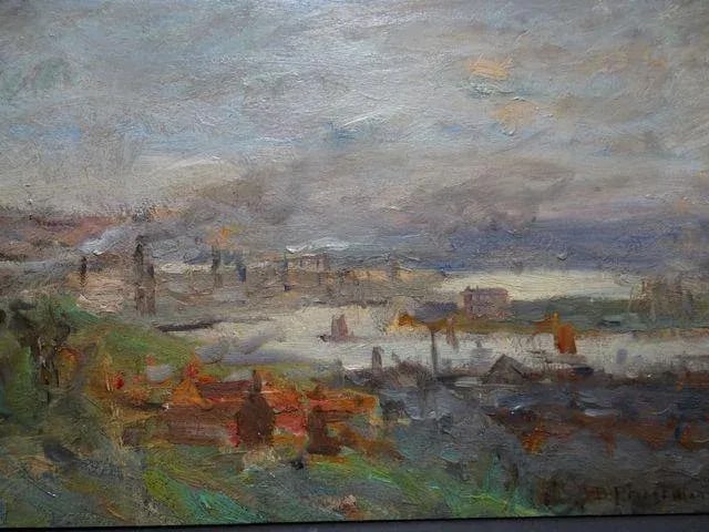Bertram Walter Priestman R.A [1868-1951] View of a Northern Town, Probably in Yorkshire Painting - 5