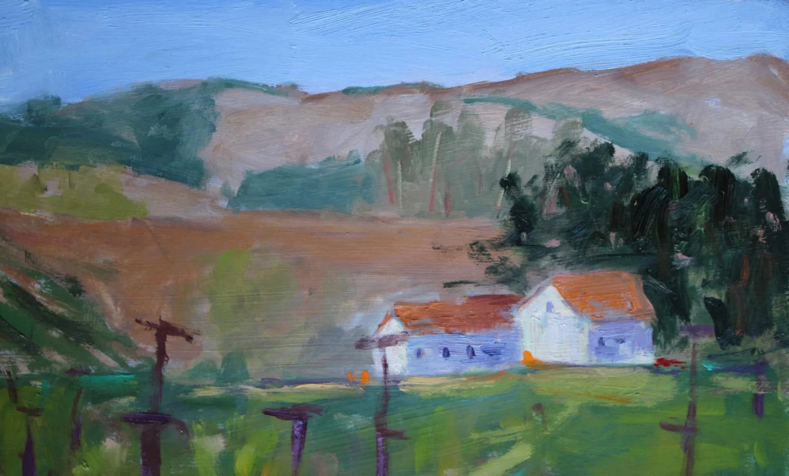 Sonoma Vines, Contemporary Plein Air Oil Painting - 7