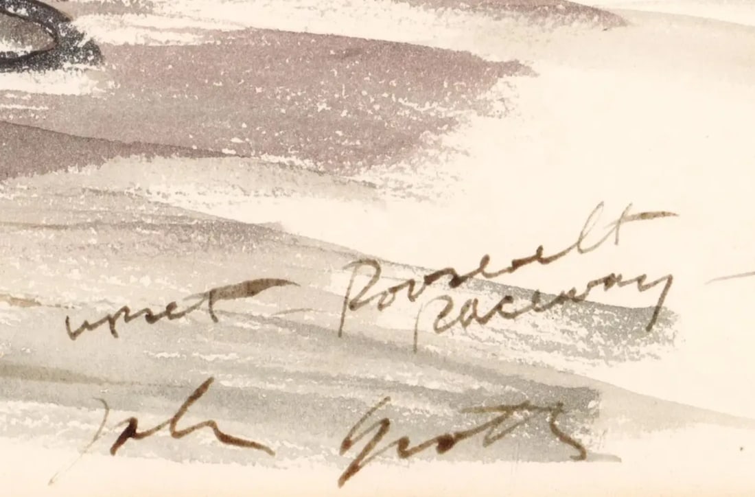 1950s John Groth Roosevelt Raceway Equestrian Watercolor - 2