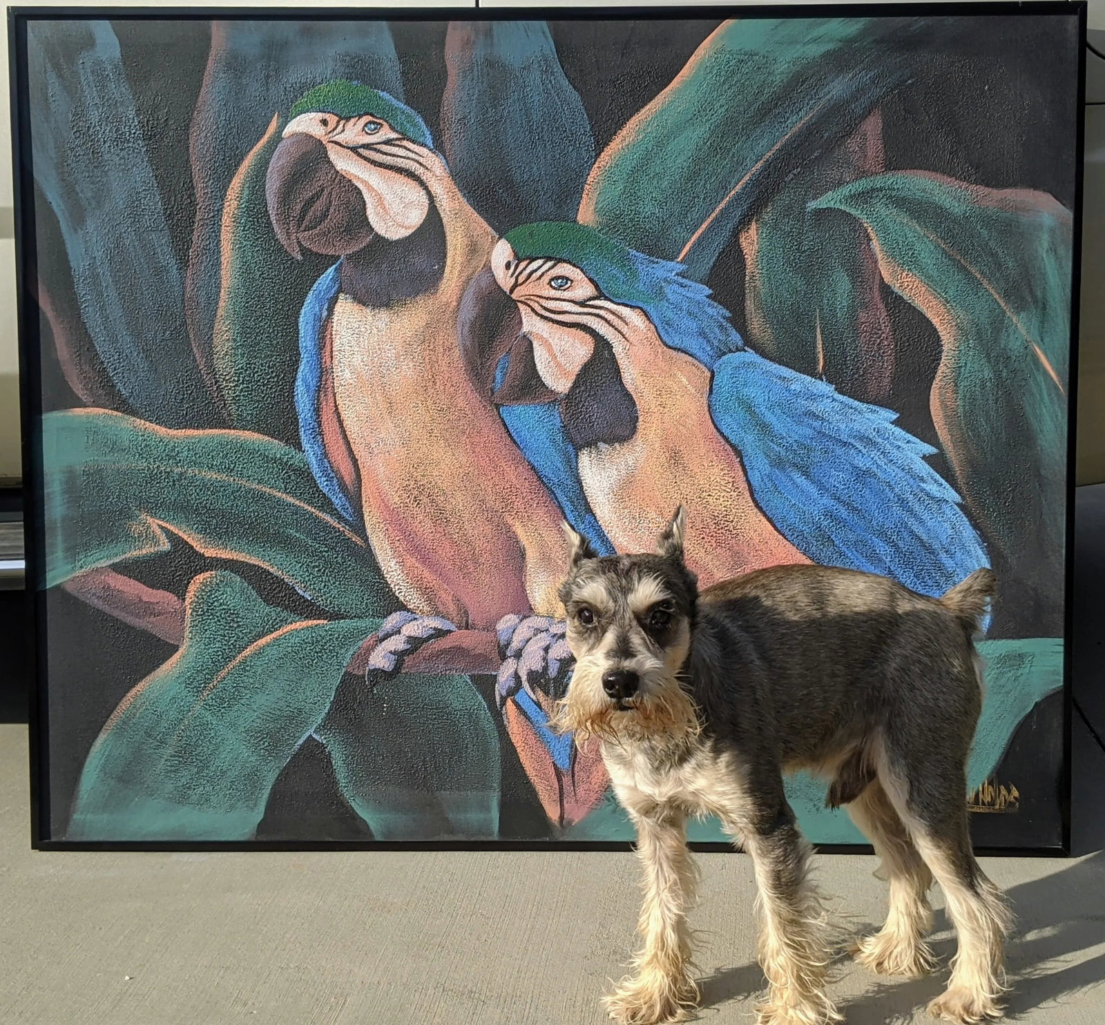 1970s Coastal Tropical Parrot Painting Signed by Lee Reynolds - 11