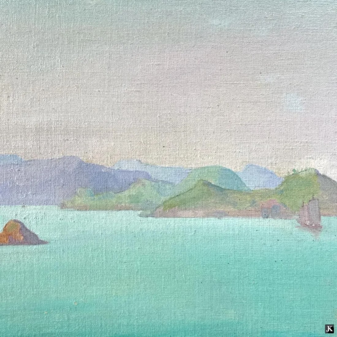 Carl W. Brandien, American, Oil on Canvas Affixed to Board "Korea" - 2