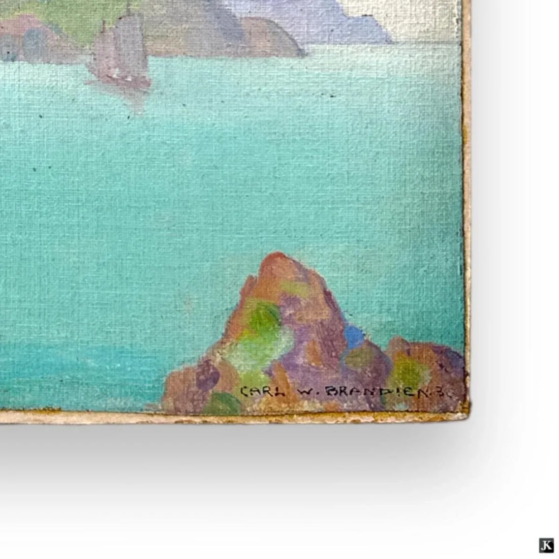 Carl W. Brandien, American, Oil on Canvas Affixed to Board "Korea" - 3