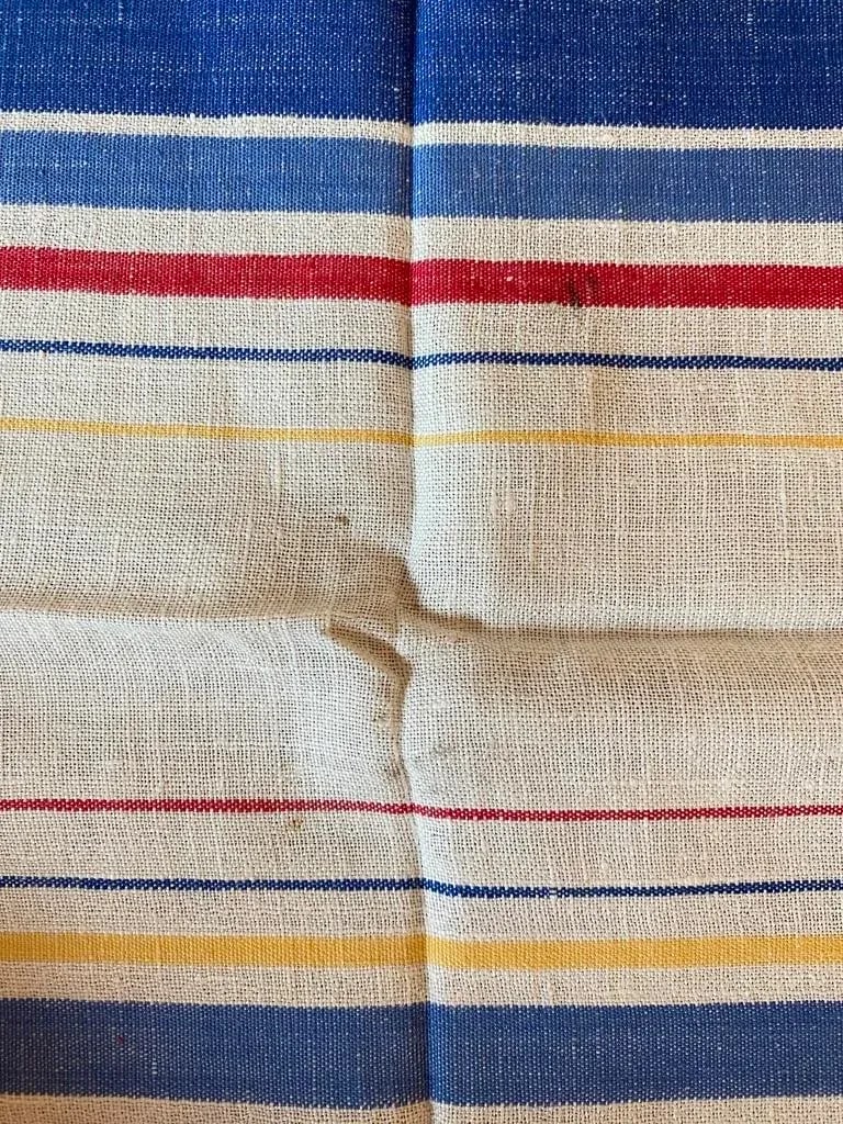 Pair of Vintage Linen Tea Towels, Multi-Color Stripes - 6