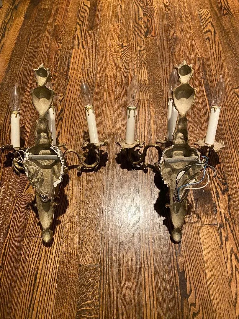 1920s Antique Bronze Sconces - a Pair - 8