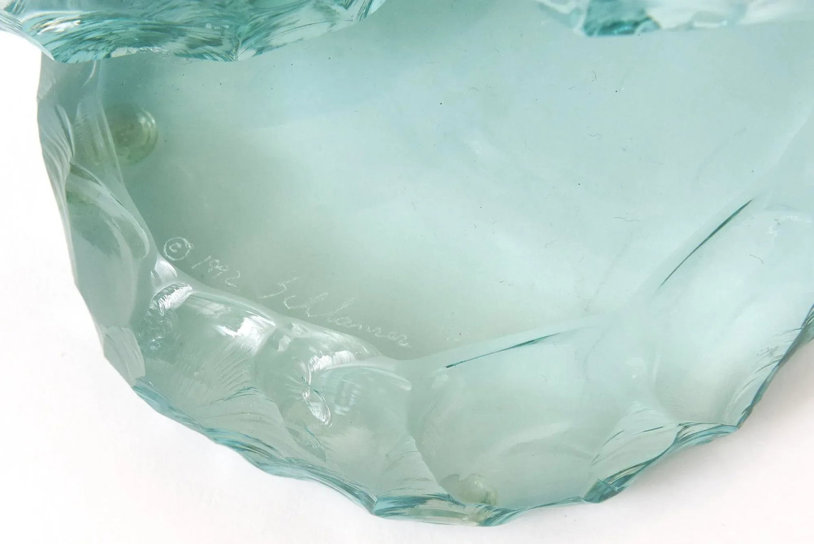 Vintage Studio Sea Green Glass Tiered Candlesticks Pair Of, Signed - 11
