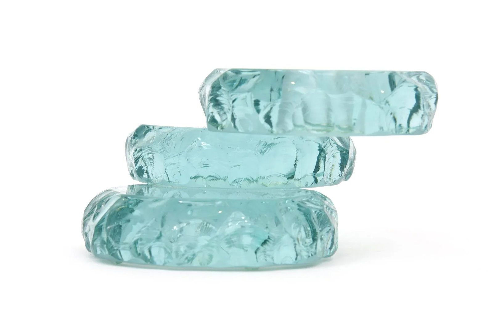 Vintage Studio Sea Green Glass Tiered Candlesticks Pair Of, Signed - 5