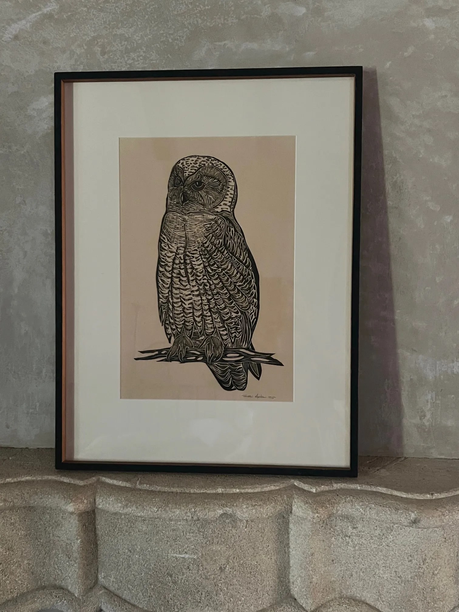 Owl Woodblock Letterpress Print Signed by Susan Acker, C. 1975 - 11