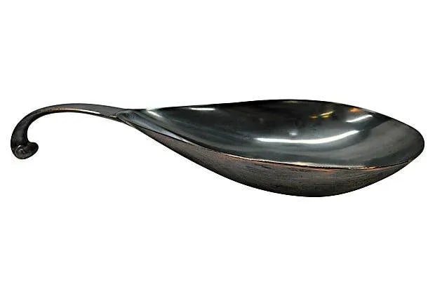 Vintage Eggplant-Shaped Pewter Bowl - 2