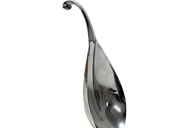 Vintage Eggplant-Shaped Pewter Bowl - 4