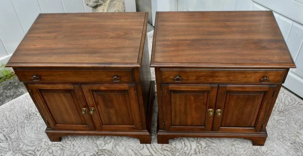 Pennsylvania House Cherry Nightstands Vintage Traditional Bedside Chest Pair - 10