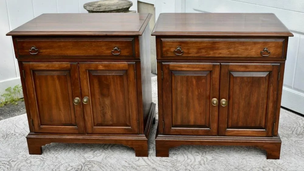 Pennsylvania House Cherry Nightstands Vintage Traditional Bedside Chest Pair - 11