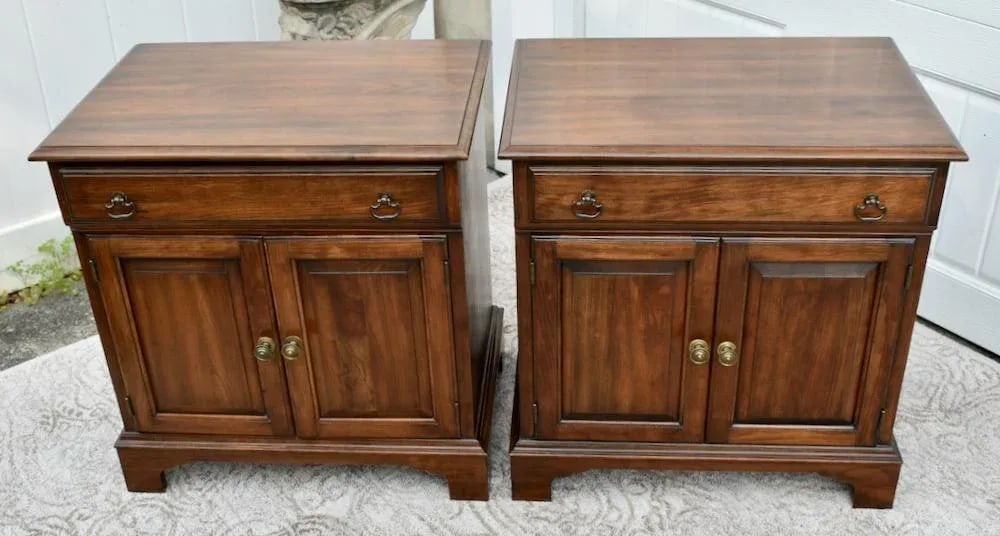 Pennsylvania House Cherry Nightstands Vintage Traditional Bedside Chest Pair - 5