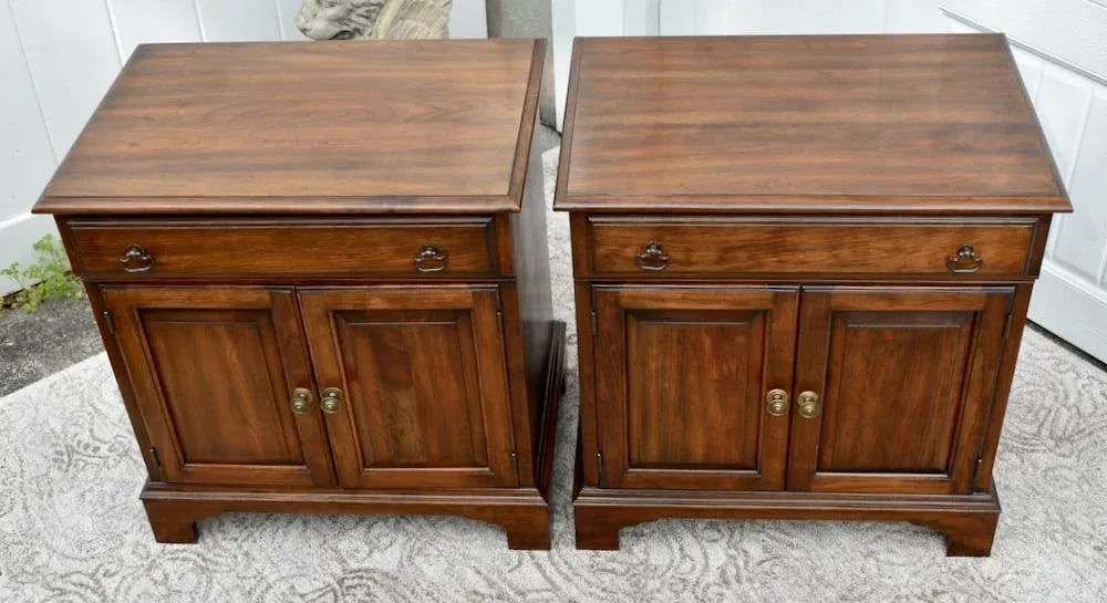 Pennsylvania House Cherry Nightstands Vintage Traditional Bedside Chest Pair - 7