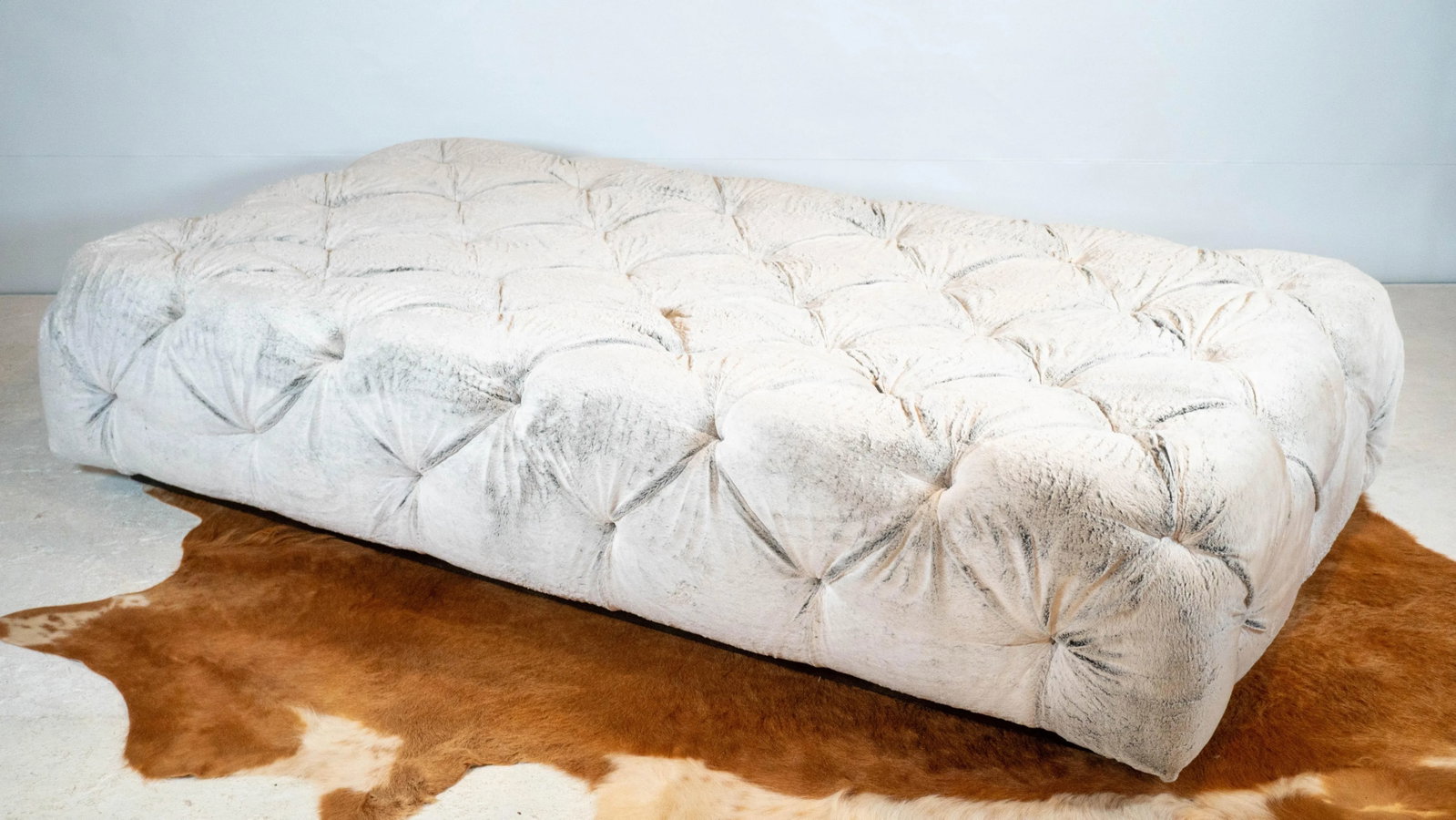 Restoration Hardware Custom Soho Tufted Fur Ottoman - 2