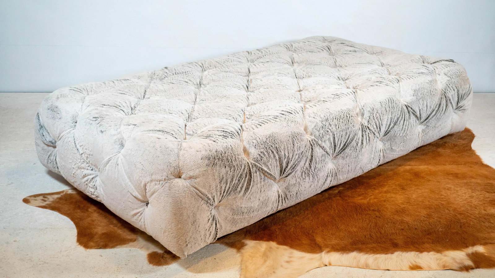Restoration Hardware Custom Soho Tufted Fur Ottoman - 3
